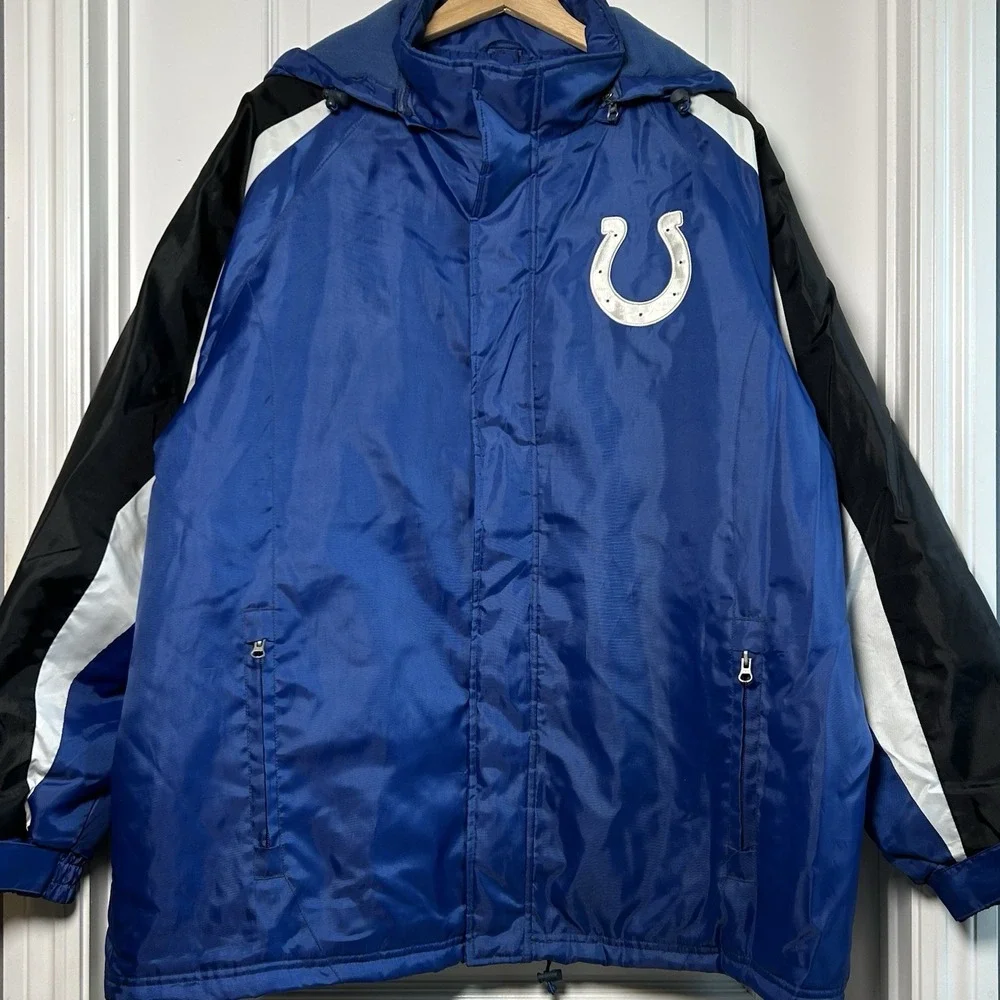 NFL Indianapolis Colts Royal Blue‎ Black Color Block Hooded Windbreaker Jacket